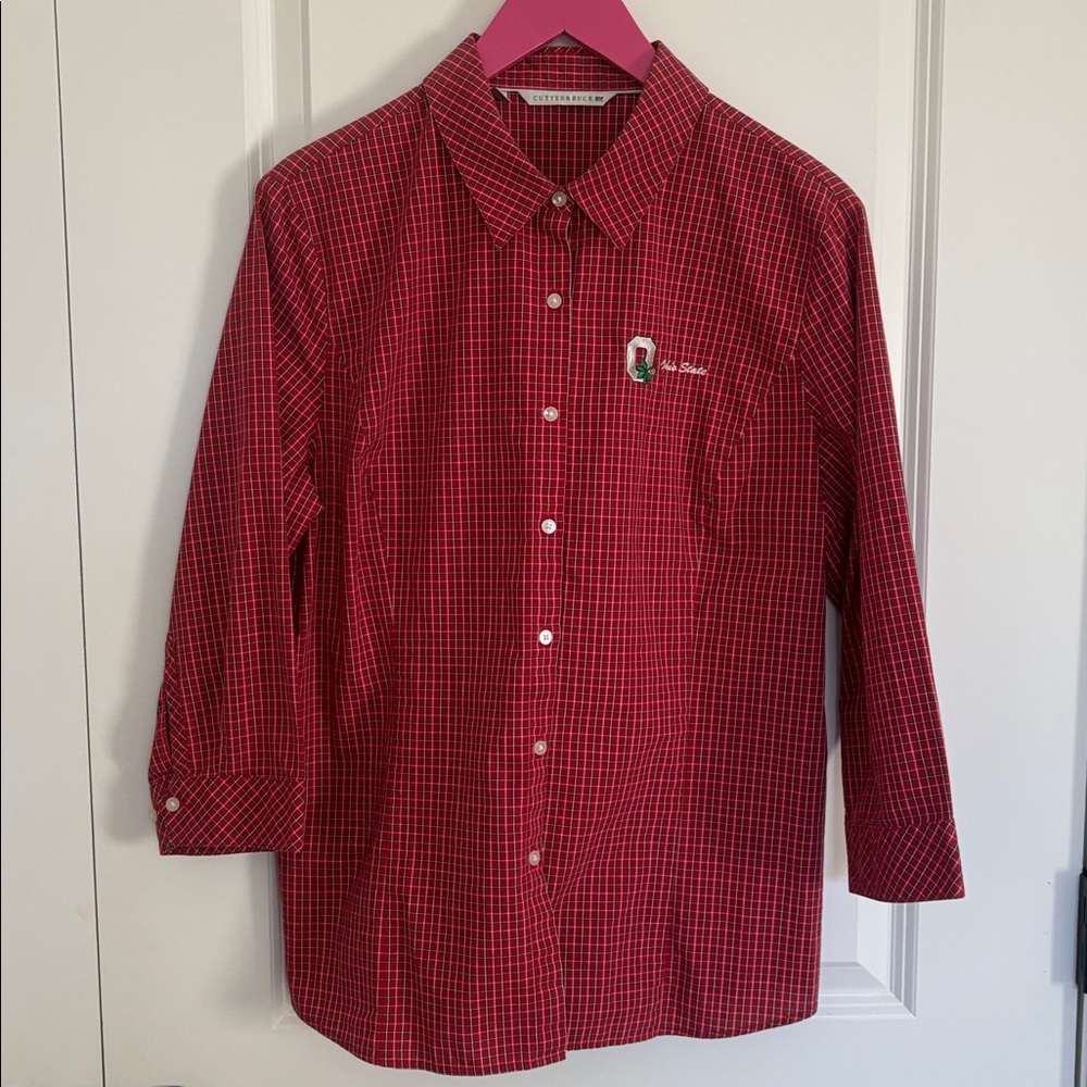 Women's Ohio‎ State Red Plaid button down shirt. Size XL